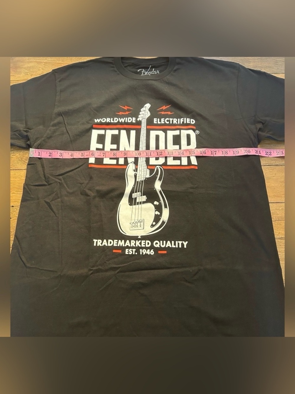FENDER Black Graphic Tee with a Fender Guitar Logo Unisex - Picture 9 of 11